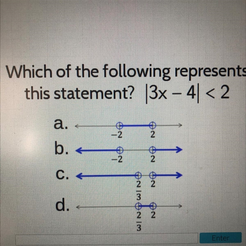 Which of the following represents this statement? |3x – 41 < 2-example-1