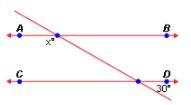 In the diagram below, AB is parallel to CD. what is the value of x? A. 30 B. 60 C-example-1