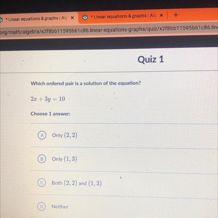 Which ordered pair is a solution to the equation-example-1