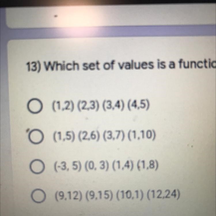 13) Which set of values is a function? *-example-1