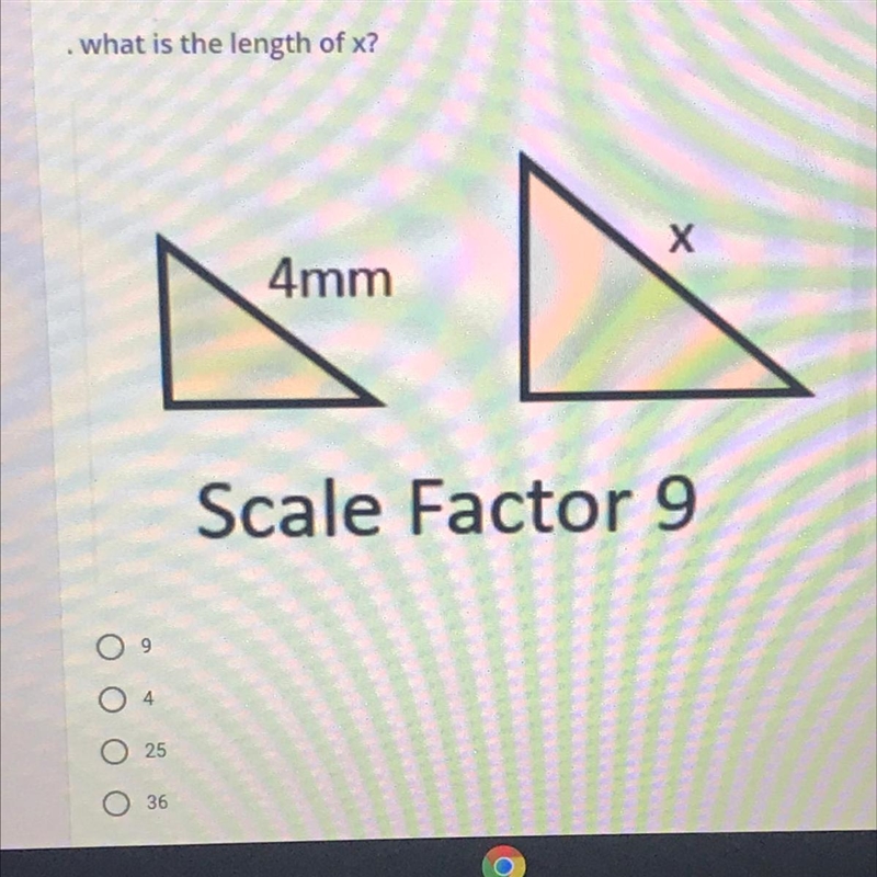 What is the length of x? 9 4 25 36-example-1