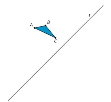 Lin tried to reflect triangle ABC across line t . She knows something went wrong because-example-2