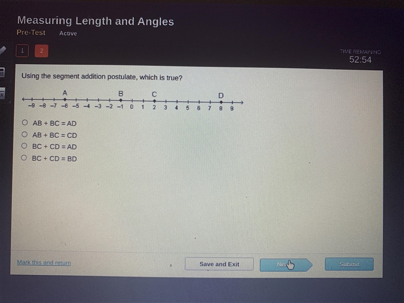 Using the segment addition postulate, which is true?-example-1