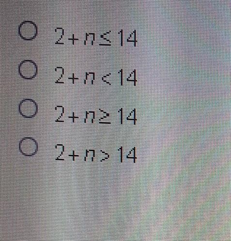 Which inequality represents the sentence below? two more thwn a numbre is less than-example-1