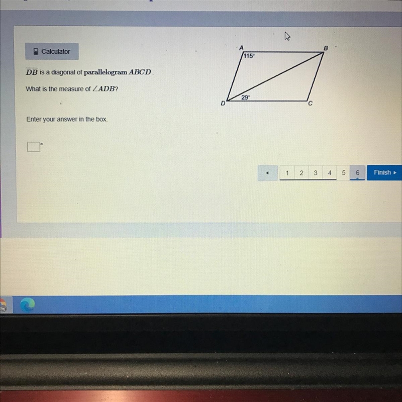 DB is a diagonal of parallelogram ABCD What is the measurement of Please help ASAP-example-1