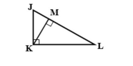 In triangle JKL, angle JKL is a right angle, KM and is an altitude. JL=8 and JM=2, find-example-1