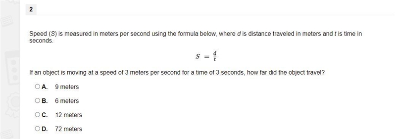 Speed (S) is measured in meters per second using the formula below, where d is distance-example-1