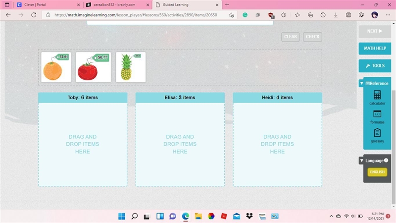 Toby, Elisa, and Heidi each spend between $10 and $12 on fruit. Toby buys 6 items-example-1