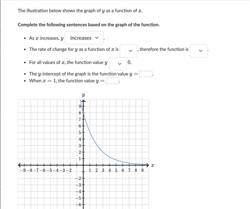 Complete the following sentences based on the graph of the function.-example-1