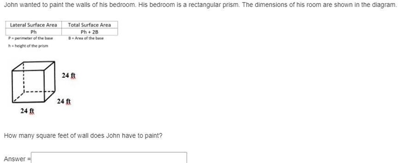 PLZ HELP I AM FAILING!!! John wanted to paint the walls of his bedroom. His bedroom-example-1