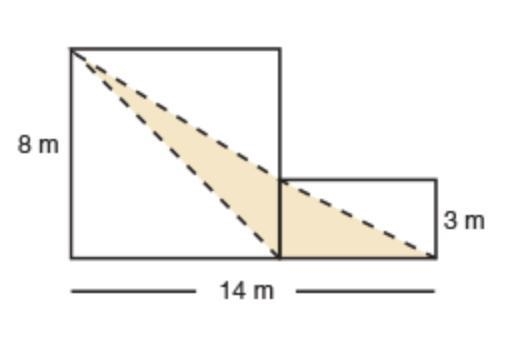 The figure is made up of a square and a rectangle. Find the area of the shaded region-example-1