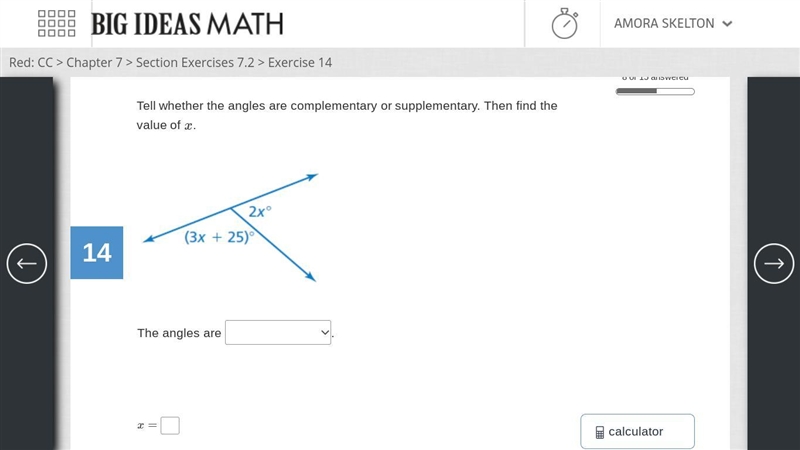 Find the value of x and find whether the angles or supplementary or complementary-example-1