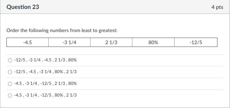 Order the following numbers from least to greatest:-example-1