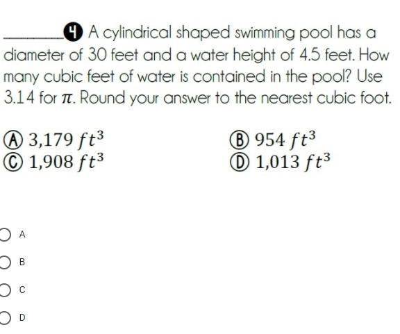 A cylindrical shaped swimming pool has a diameter of 30 feet and a water height of-example-1