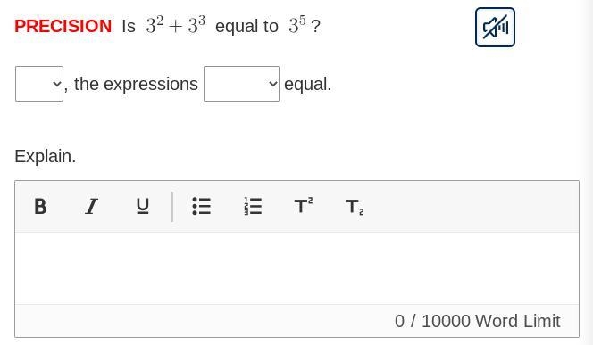 Is 3^2+3^3 equal to 3^5? Yes, expressions are No are not Explain:-example-1