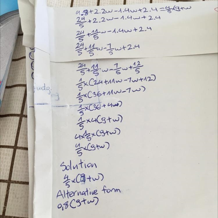 Which expression is equivalent to 4. 8 + 2. 2w - 1. 4w + 2. 4 ?-example-1