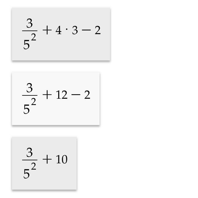 What is the value of the expression shown below? ( 3/5) to the power of 2 + 4 × 3 − 2 A-example-1