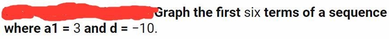 Need Help!! Graph the first 6 terms of a sequence where a1 = −3 and d = 4.-example-1