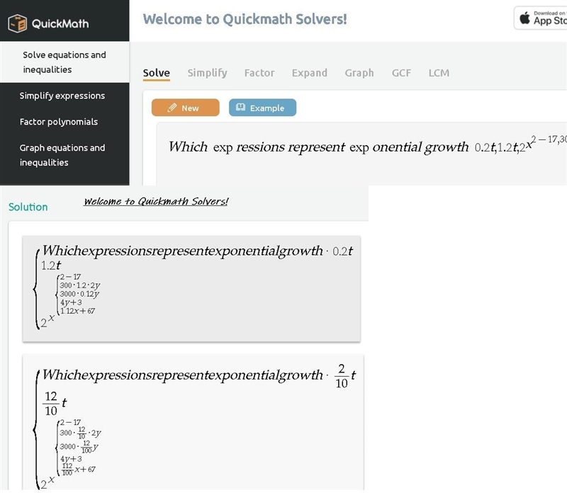 Which expressions represent exponential growth? Check all that apply. 0.2t 1.2t 2x-example-1