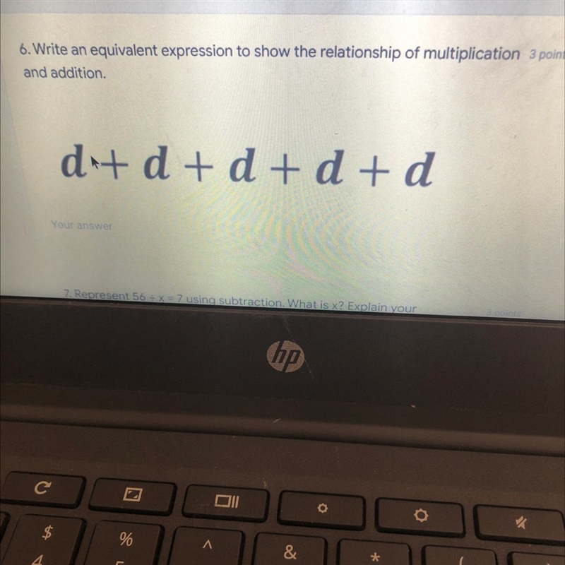 5. Write an equivalent expression to show the relationship of multiplication and addition-example-1