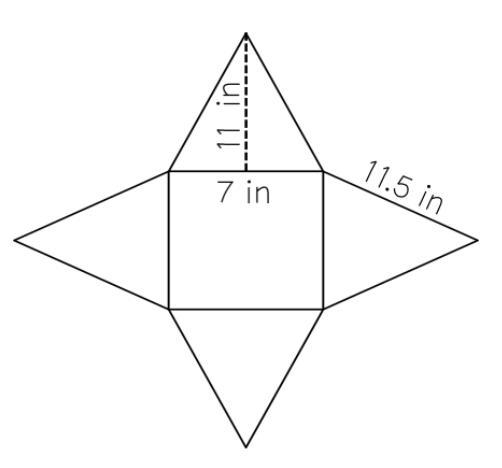 What is the total surface area of the square pyramid in square inches?-example-1