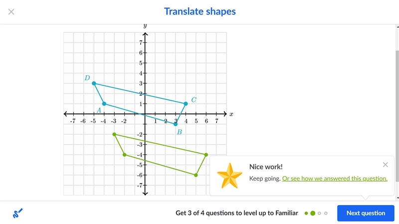 Draw the image of quadrilateral ABCD under a translation by 2 units to the right and-example-1