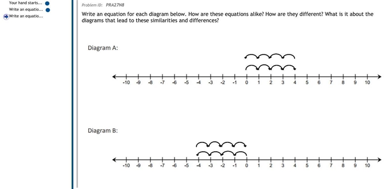 Write an equation for each diagram below. How are these equations alike? How are they-example-1