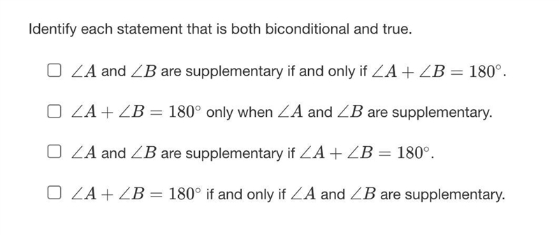 Identify each statement that is both biconditional and true.-example-1