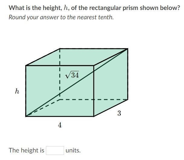 What is the height, hhh, of the rectangular prism shown below-example-1