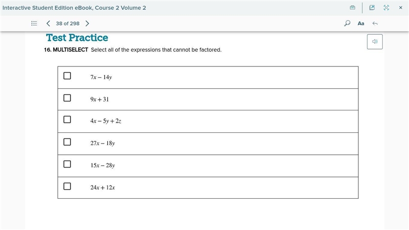 For 7-15, factor each expression. (if it cant be, then put CBF)(if you dont know it-example-5