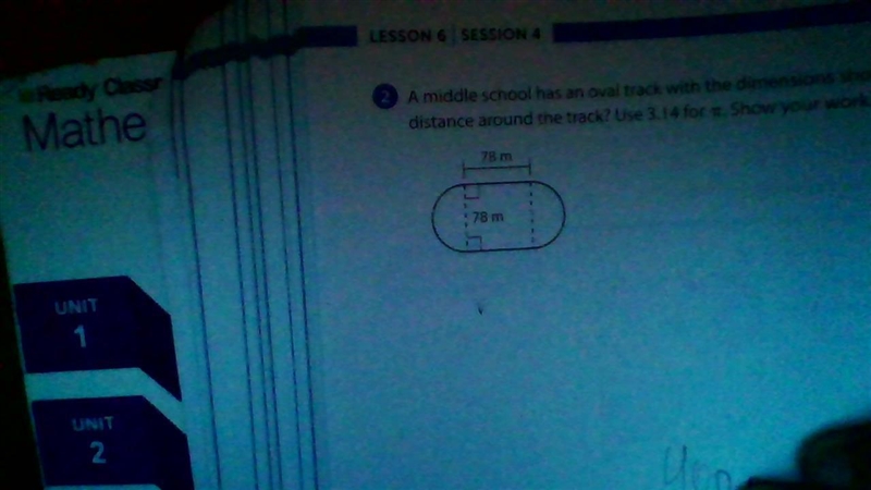 A middle school has an oval track with the dimensions shown. What is the distance-example-1