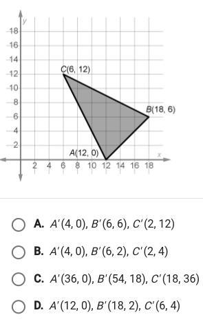 What are the vertices of A'B'C' if ABC is dilated by a scale factor of 1/3?-example-1