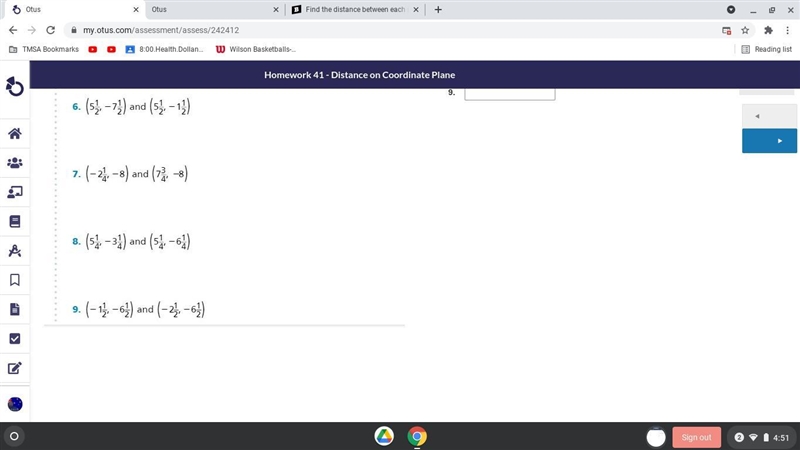 Find the distance between each pair of the points Only 8 and 9 needed-example-1