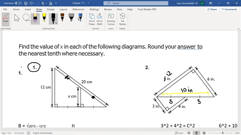 Answer this pls the circled one. Its The Pythagorean theorem-example-1