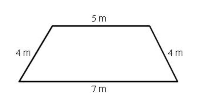 Find the perimeter of the trapezoid shown. A. 23.5 m B. 20 m C. 12 m D. 8 m-example-1