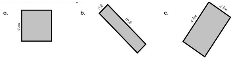 Use the formula A = bh to find the area of each rectangle.-example-1