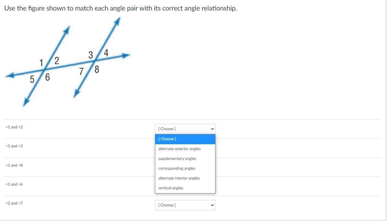 I need help the answers for each answer are in the drop-down menu-example-1