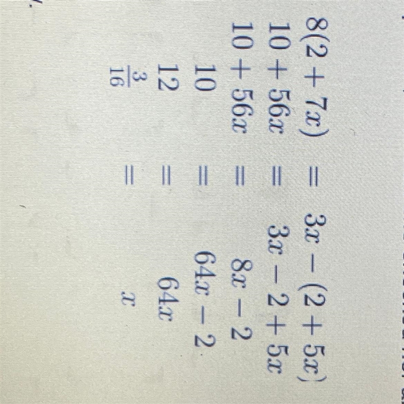 Clare was solving an equation but when she checked her answers she saw her solution-example-1