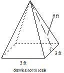 Multiple Choice Use a formula to find the surface area of the square pyramid. A. 45 ft-example-1