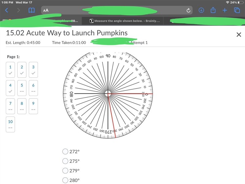 Measure the angle below. (Had to block out alot of things-example-1