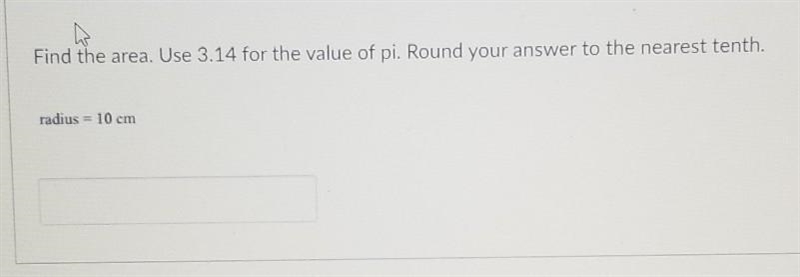 Find the area. Use 3.14 for the value of pi. Round your answer to the nearest tenth-example-1