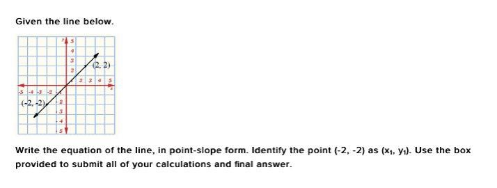 Given the line below. Write the equation of the line, in point-slope form. Identify-example-1