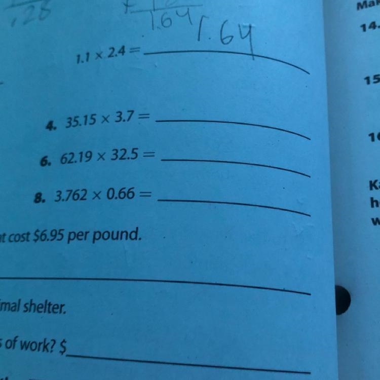 Please solve questions 4-8!! please solve by multiplying the decimals!! please and-example-1