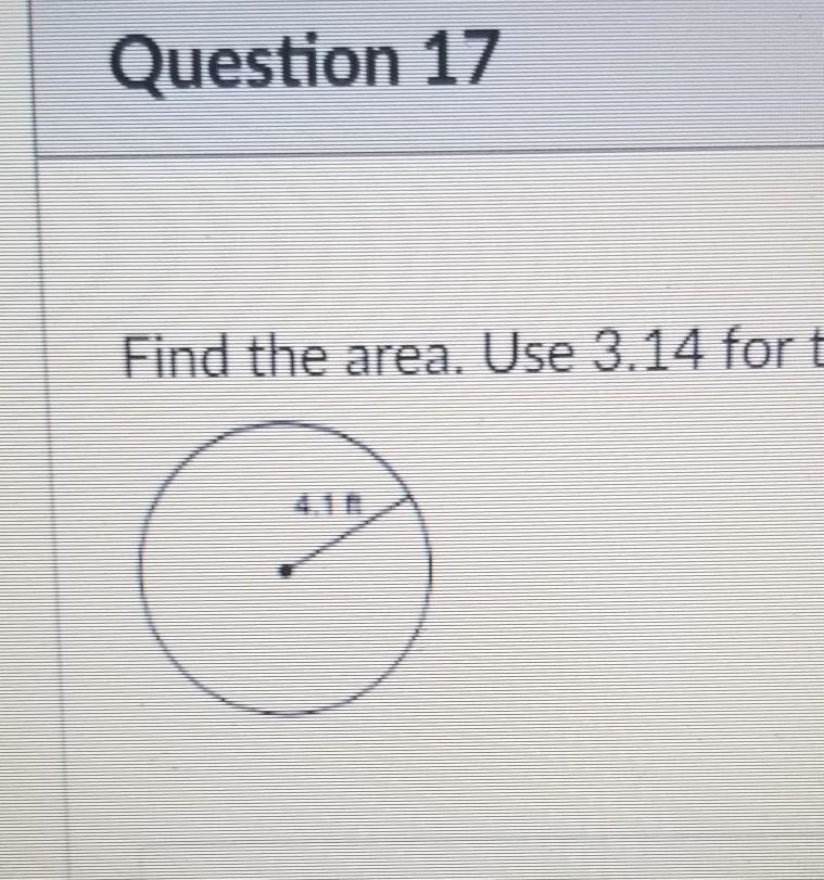 Find the area. Use 3.14 for the value of pi. Round your answer to the nearest tenth-example-1