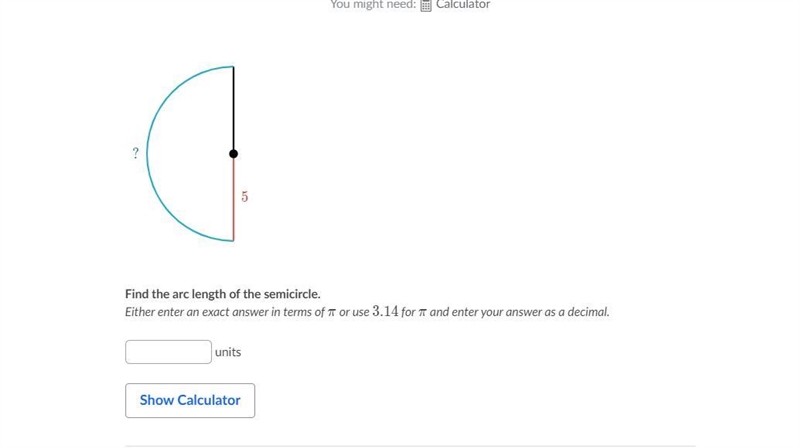 Please help Find the arc length of the semicircle below-example-1