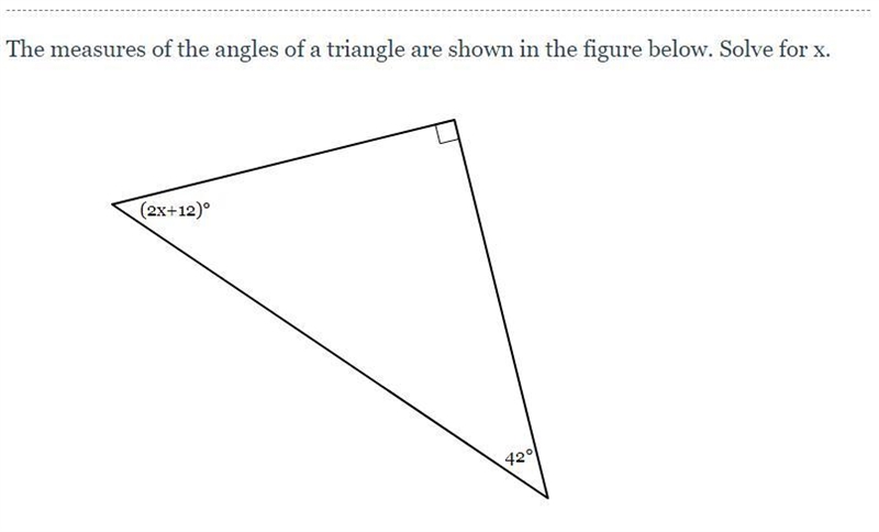 The measures of the angles of a triangle are shown in the figure below. Solve for-example-1