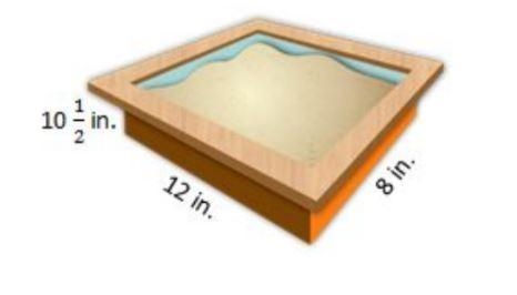 Ethan has a rectangular sandbox with a side length of 12 inches, a width of 8 inches-example-1