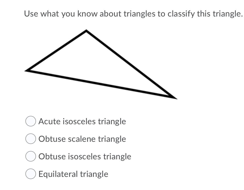 Use what you know about triangles to classify this triangle.-example-1