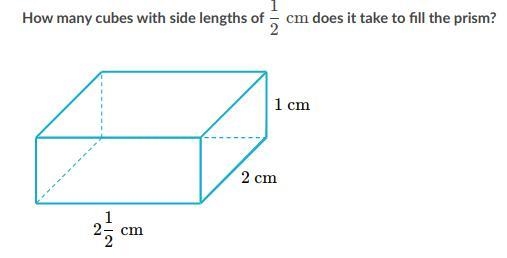 How many cubes with side lengths of 1/2 does it take to fill the prism?-example-1