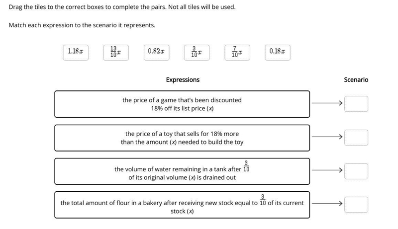 Match each expression to the scenario it represents.-example-1